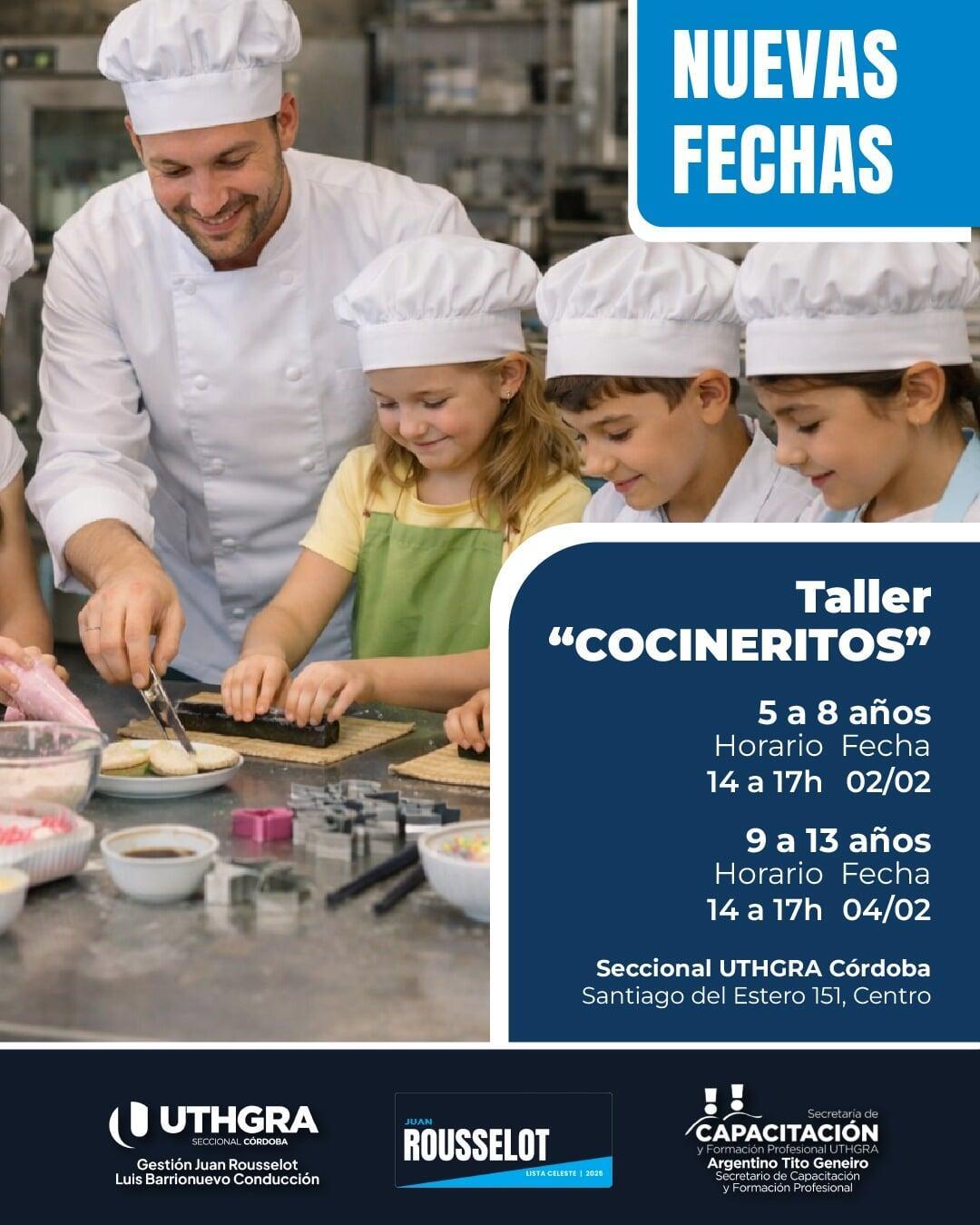 Nueva jornada del Taller de Cocineritos en UTHGRA Córdoba